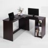 39.4" W x 47.2" D Corner Computer Desk L-Shaped Home Office Workstation Writing Study Table with 2 Storage Shelves and Hutches