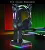 RGB Cat Ear Headphone, Upgraded Wireless & Wired Gaming Headset with Attachable HD Microphone