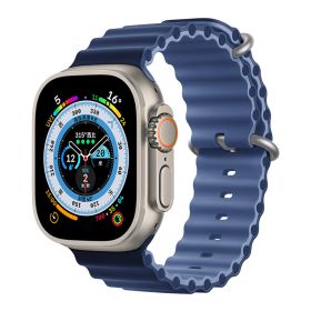 Marine Two-color Silicone Strap Sports (Option: Navy Blue-42444549mm)