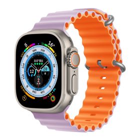 Marine Two-color Silicone Strap Sports (Option: Light Purple With Orange-42444549mm)