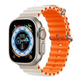 Marine Two-color Silicone Strap Sports (Option: Starlight With Orange-42444549mm)