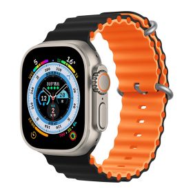 Marine Two-color Silicone Strap Sports (Option: Black With Orange-42444549mm)