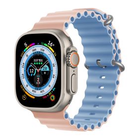 Marine Two-color Silicone Strap Sports (Option: Silt With Mist Blue-42444549mm)