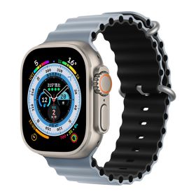 Marine Two-color Silicone Strap Sports (Option: Obsidian Gray With Black-42444549mm)