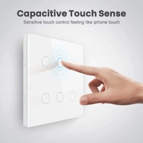 Plastic Remote Controller Smart Touch Four Six-way Voice With Function (Option: four way White-Touch-Four Open)